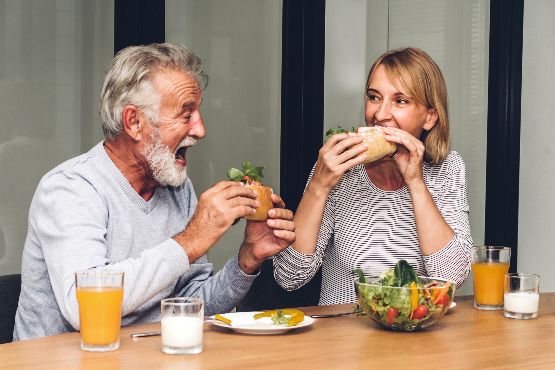 Senior couple enjoying a healthy meal together