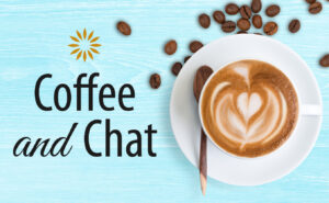 Coffee and Chat Blue Graphic