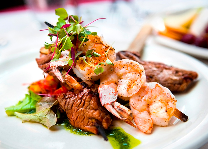 A Plated dish of Surf & Turf
