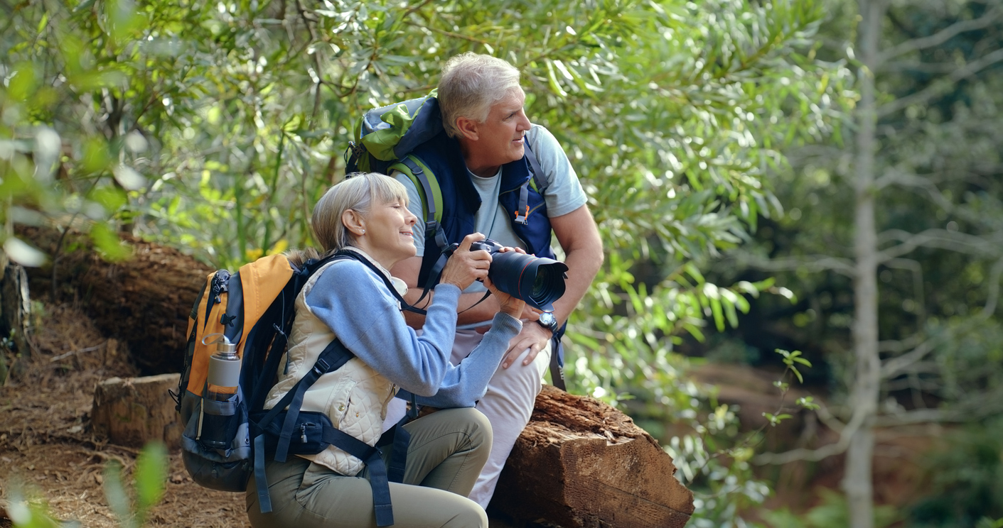 A senior couple birdwatching in New Jersey